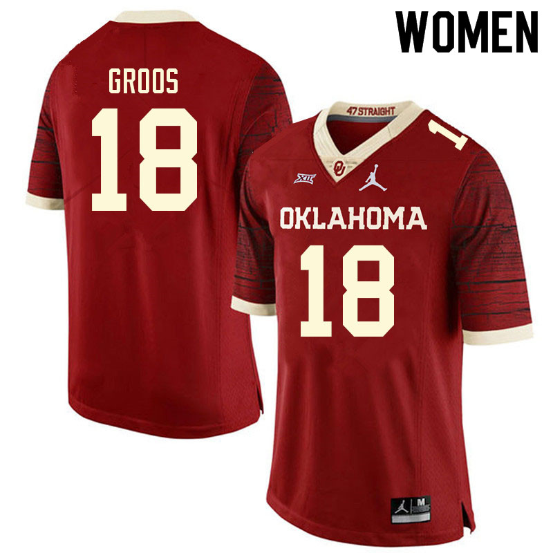Women #18 Carsten Groos Oklahoma Sooners College Football Jerseys Sale-Retro - Click Image to Close
